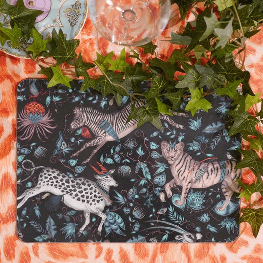 Protea Animal Placemat in Navy Medium 29x21cm by Emma J Shipley for Jamida of Sweden
