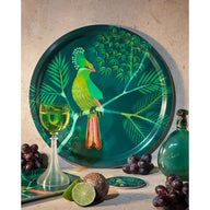 Turaco Birds Tray and Coasters in Teal  by Asta Barrington for Jamida of Sweden