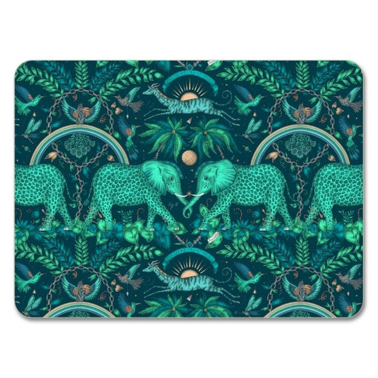Zambezi Elephant Animal Placemat in Teal Medium 29x21cm by Emma J Shipley for Jamida of Sweden