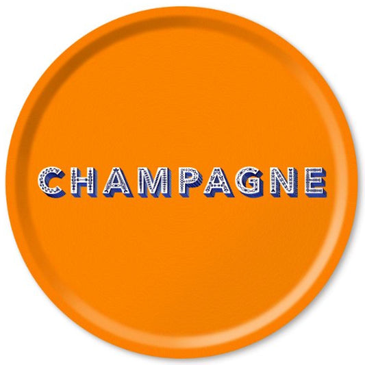 Jamida of Sweden CHAMPAGNE Large Round Tray Orange Diameter 46cm by Asta Barrington