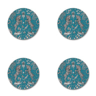 Kruger Animal Coaster in Turquoise Diameter 10cm by Emma J Shipley for Jamida of Sweden