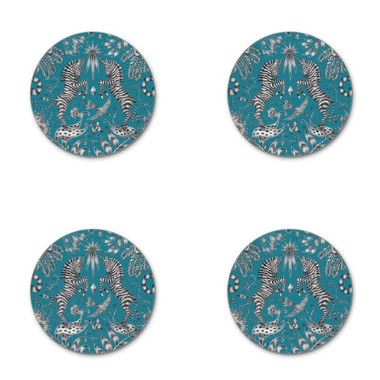 Kruger Animal Coaster in Turquoise Diameter 10cm by Emma J Shipley for Jamida of Sweden