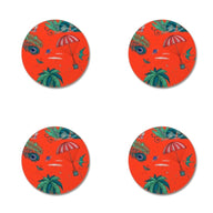 Lost World Coaster in Red Diameter 10cm by Emma J Shipley for Jamida of Sweden