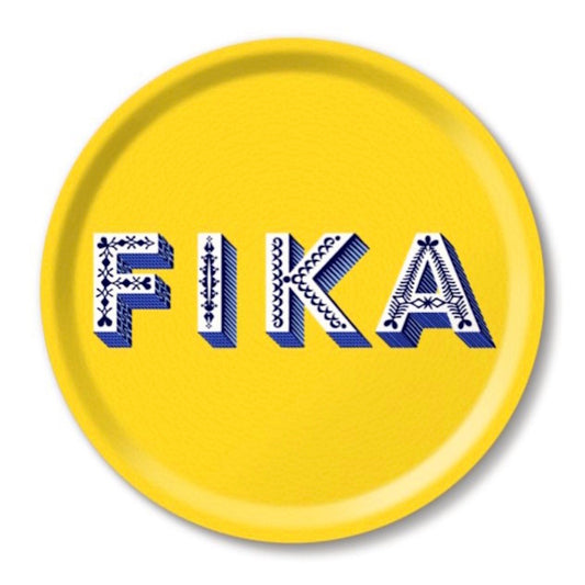 Jamida of Sweden FIKA Yellow Round Tray Diameter 31cm by Asta Barrington