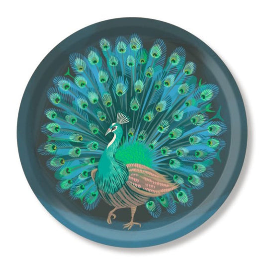 Jamida of Sweden Peacock Round Tray Teal Medium D31cm by Asta Barrington