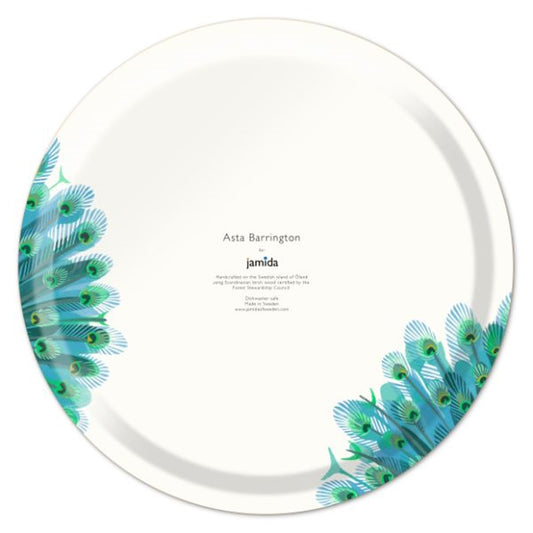 Jamida of Sweden Peacock Round Tray - Teal Medium D39cm by Asta Barrington