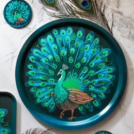 Jamida of Sweden Peacock Round Tray Teal Medium D39cm by Asta Barrington