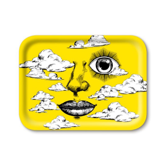 Jamida of Sweden Enigmatic Sun Rectangle Tray Yellow 27x20cm by Michael Angove