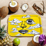 Jamida of Sweden Enigmatic Sun Rectangle Tray Yellow 27x20cm by Michael Angove