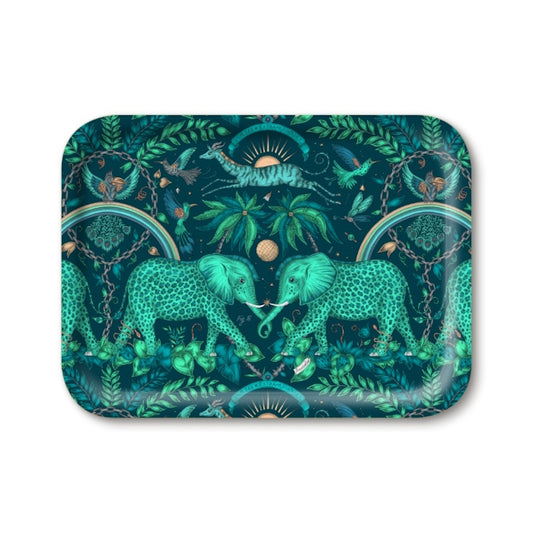 Jamida of Sweden Zambezi Teal Rectangle Tray 27x20cm by Emma J Shipley