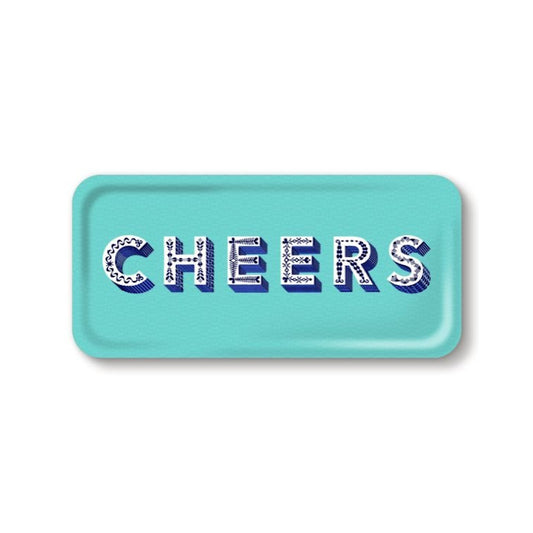 Jamida of Sweden Small Rectangle Tray / CHEERS Aqua - 32x15cm by Asta Barrington