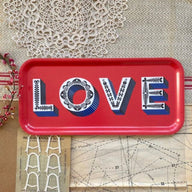 Jamida of Sweden Small Rectangle Tray LOVE Red 32x15cm by Asta Barrington