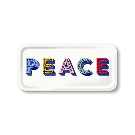 Jamida of Sweden Small Rectangle Tray / PEACE Multi - 32x15cm by Asta Barrington