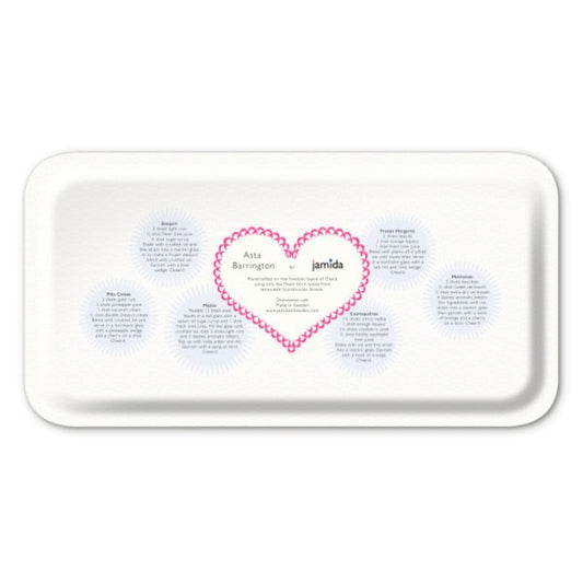 Jamida of Sweden Cocktail Rectangle Tray Bright Pink Large 43x22cm by Asta Barrington