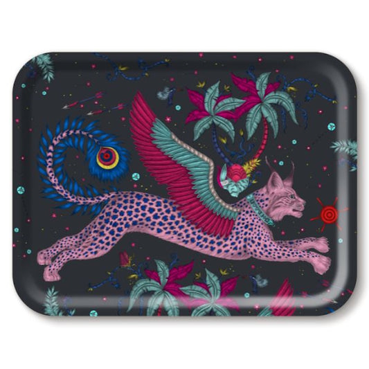 Jamida of Sweden Lynx Navy Rectangle Tray - 43x33cm by Emma J Shipley