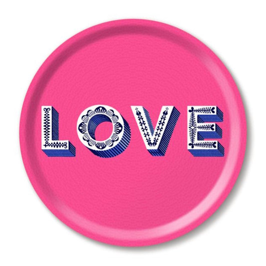 Jamida of Sweden LOVE Round Tray Bright Pink Diameter 31cm by Asta Barrington