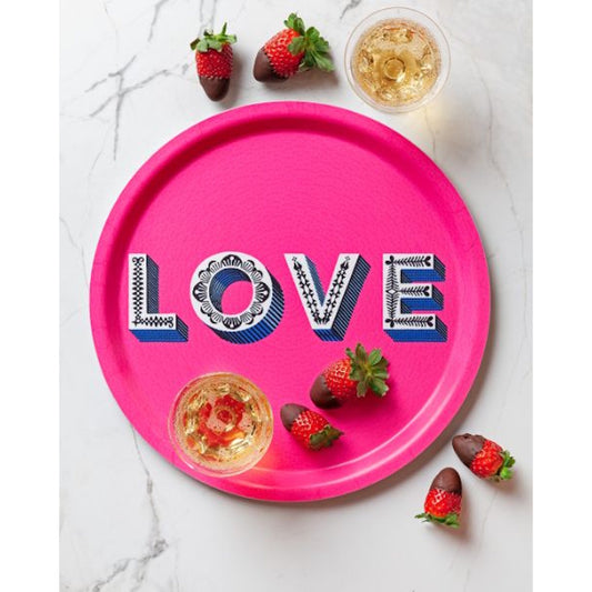 Jamida of Sweden LOVE Round Tray Bright Pink Diameter 31cm by Asta Barrington