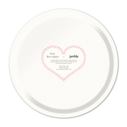 Jamida of Sweden LOVE Round Tray Pink Diameter 31cm by Asta Barrington