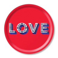 Jamida of Sweden LOVE Round Tray Red Diameter 31cm by Asta Barrington