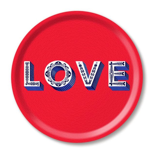 Jamida of Sweden LOVE Round Tray Red Diameter 31cm by Asta Barrington