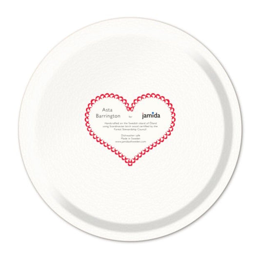 Jamida of Sweden LOVE Round Tray Red Diameter 31cm by Asta Barrington
