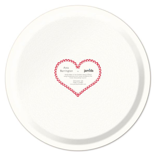 Jamida of Sweden Round Tray BONJOUR Red Diameter 39cm by Asta Barrington