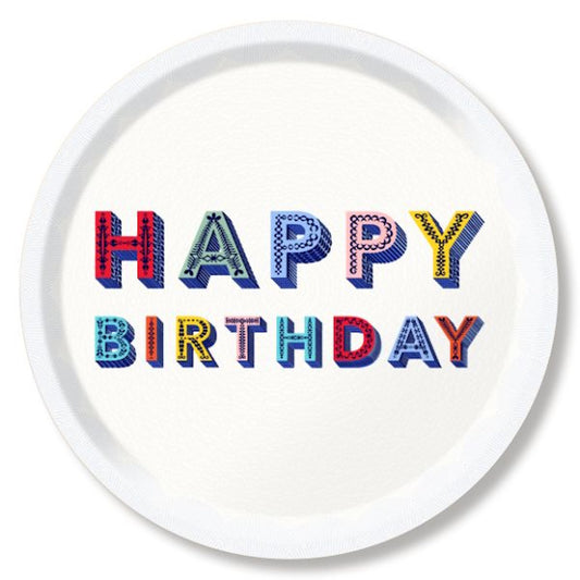 Jamida of Sweden HAPPY BIRTHDAY Round Tray - Multi D39cm by Asta Barrington