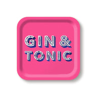 Jamida of Sweden GIN & TONIC Square Tray Bright Pink Small 20x20cm by Asta Barrington