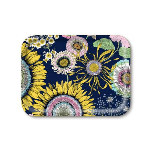 Jamida of Sweden Sunflower Rectangle Tray / Navy Multi - 27x20cm by Michael Angrove