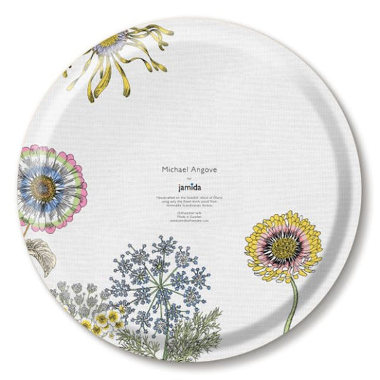 Jamida of Sweden Sunflower Round Tray / Navy Multi - Diameter 39cm by Michael Angrove