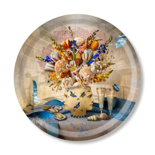 Jamida of Sweden The Philosopher's Study Round Tray Diameter 31cm by Maggie Taylor
