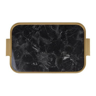 Kaymet Lap Breakfast Tray - 51 x 33cm Black Marble and Gold