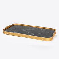 Kaymet Lap Breakfast Tray - 51 x 33cm Black Marble and Gold