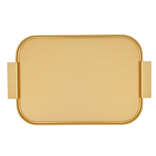 Kaymet Ribbed Metal Tray With Handles - S16 (40cm x 28cm) - Gold