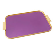 Kaymet Ribbed Metal Tray With Handles S16 (40cm x 28cm) Magenta and Gold