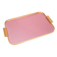 Kaymet Ribbed Metal Tray With Handles S16 (40cm x 28cm) - Pink and Gold