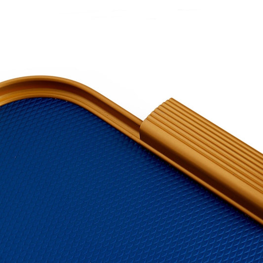 Kaymet Ribbed Metal Tray With Handles S16 (46cm x 30cm) in Royal Blue and Gold