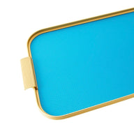 Kaymet Ribbed Metal Tray With Handles S16 40cm x 28cm Turquoise and Gold