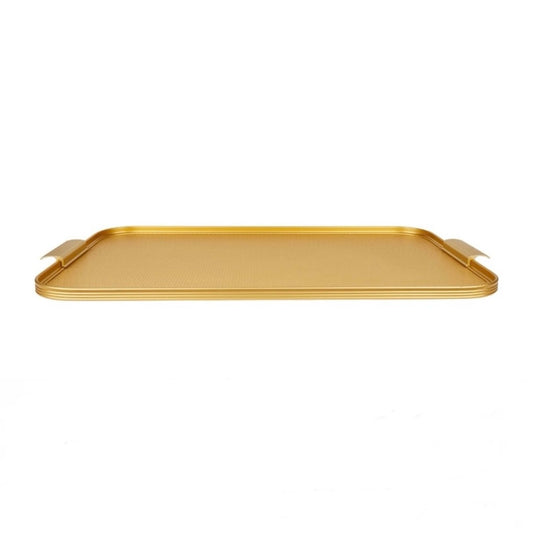 Kaymet Ribbed Metal Tray With Handles S22 (56cm x 35cm) Gold