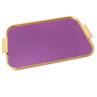 Kaymet Ribbed Metal Tray With Handles S22 (56cm x 35cm) Magenta and Gold