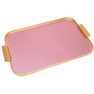 Kaymet Ribbed Metal Tray With Handles S22 (56cm x 35cm) Pink and Gold