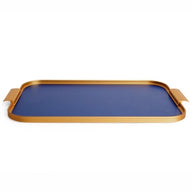 Kaymet Ribbed Metal Tray With Handles S22 (56cm x 35cm) Royal Blue and Gold
