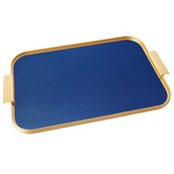 Kaymet Ribbed Metal Tray With Handles S22 (56cm x 35cm) Royal Blue and Gold