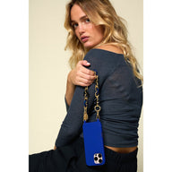 La Coque Francaise Cassy Flowers Bracelet Phone Chain 40cm in Blue