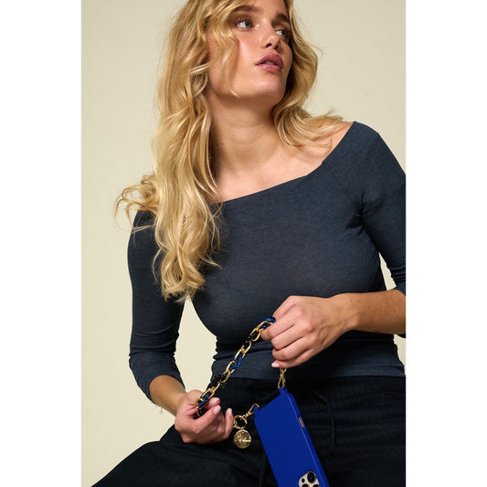 La Coque Francaise Cassy Flowers Bracelet Phone Chain 40cm in Blue