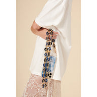 La Coque Francaise Cassy Flowers Long Phone Chain 120cm in Blue