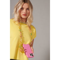 La Coque Francaise Cassy Flowers Long Phone Chain 120cm in Pastel