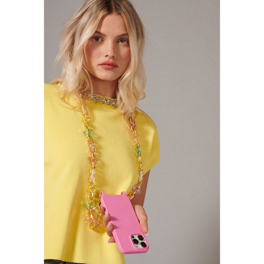 La Coque Francaise Cassy Flowers Long Phone Chain 120cm in Pastel