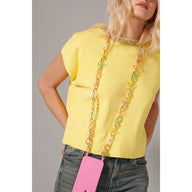 La Coque Francaise Cassy Flowers Long Phone Chain 120cm in Pastel