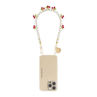 La Coque Francaise Cherry Bracelet Phone Chain 40cm in White